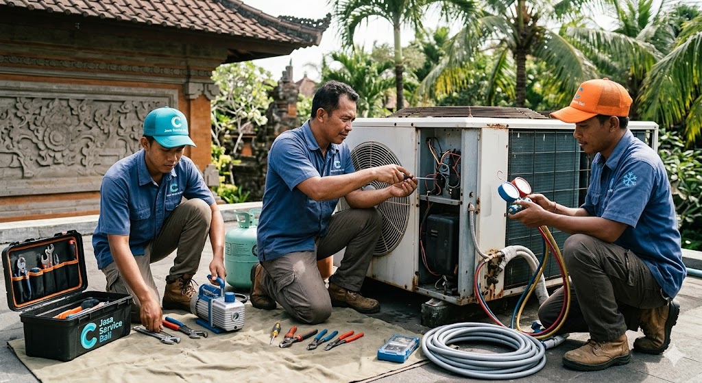Tim Jasa Service Bali sedang bekerja